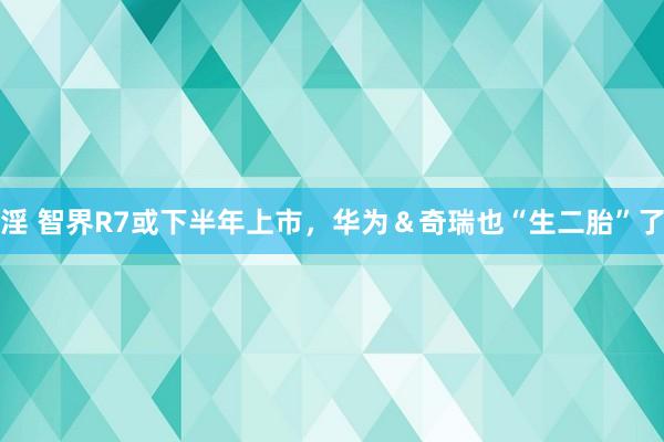 淫 智界R7或下半年上市，华为＆奇瑞也“生二胎”了