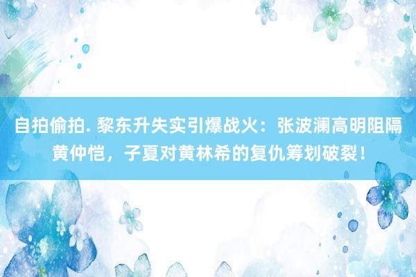 自拍偷拍. 黎东升失实引爆战火：张波澜高明阻隔黄仲恺，子夏对黄林希的复仇筹划破裂！