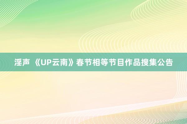 淫声 《UP云南》春节相等节目作品搜集公告